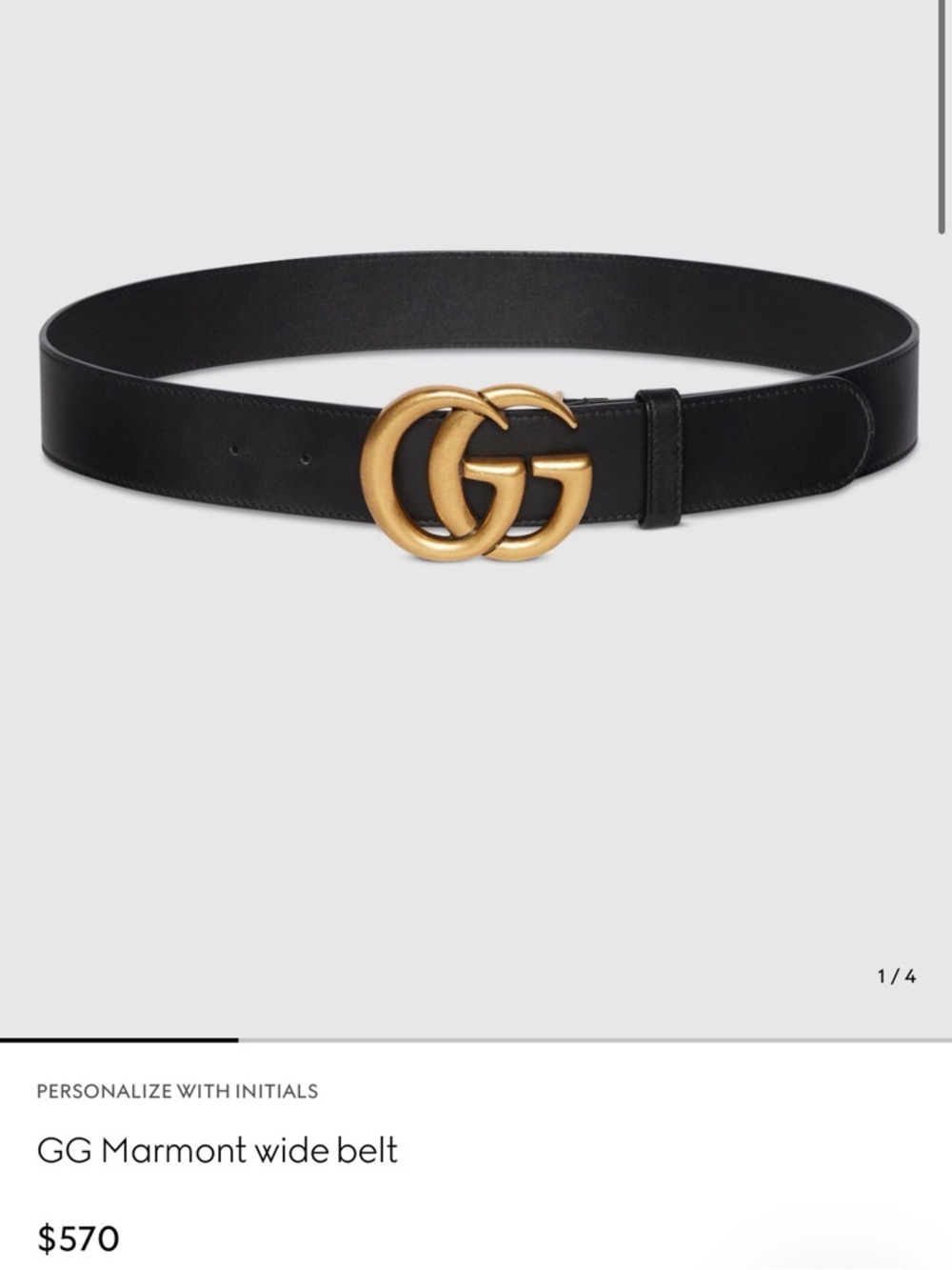 Gucci Black Leather Belt with Gold Double G Buckle
